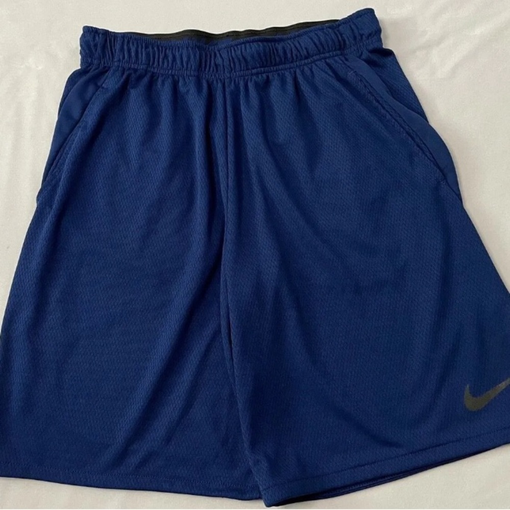 Nike Dri-Fit Mens Athletic Basketball Shorts Elastic Drawstring Navy Medium